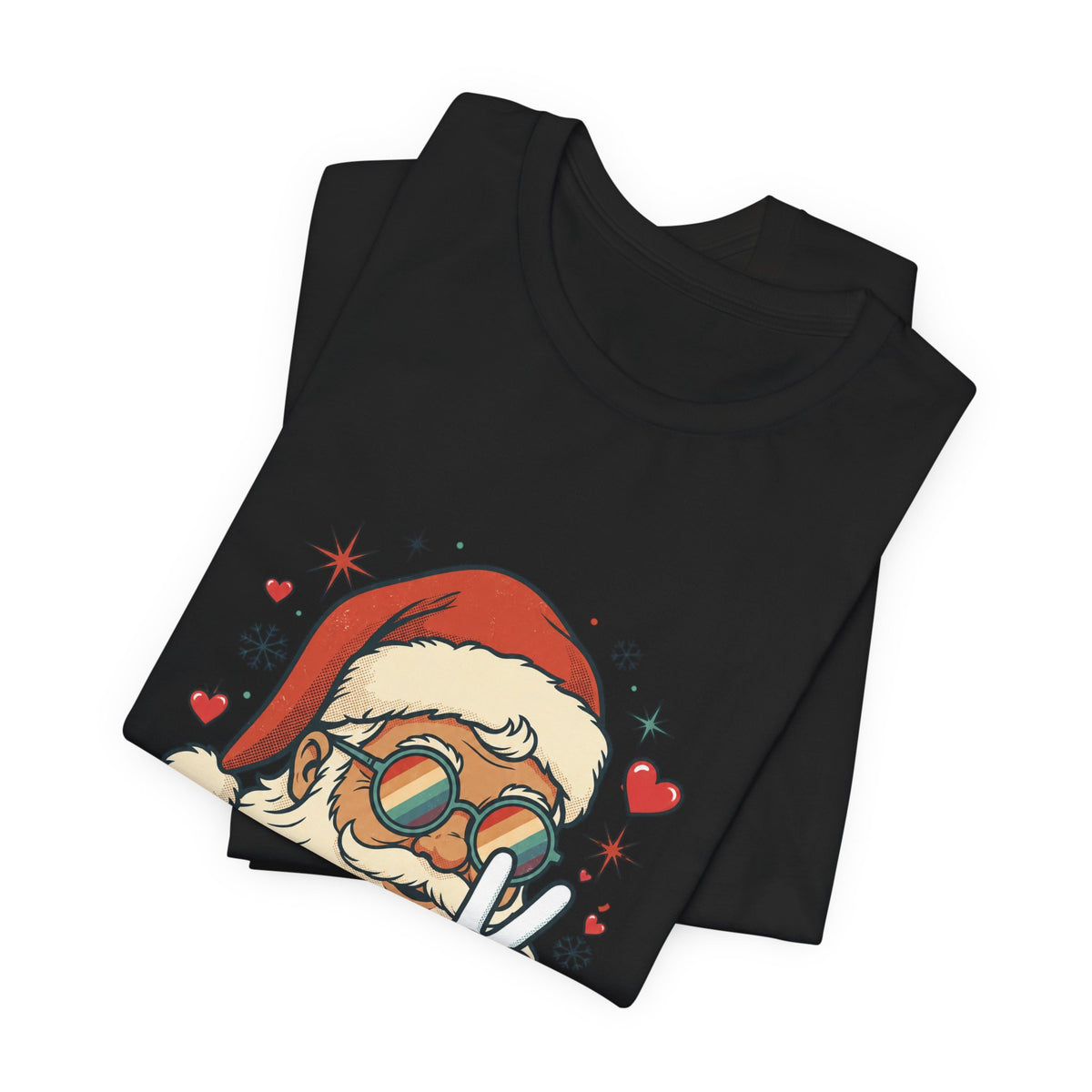 Peace Love Santa T-Shirt, Christmas Retro Holiday Design