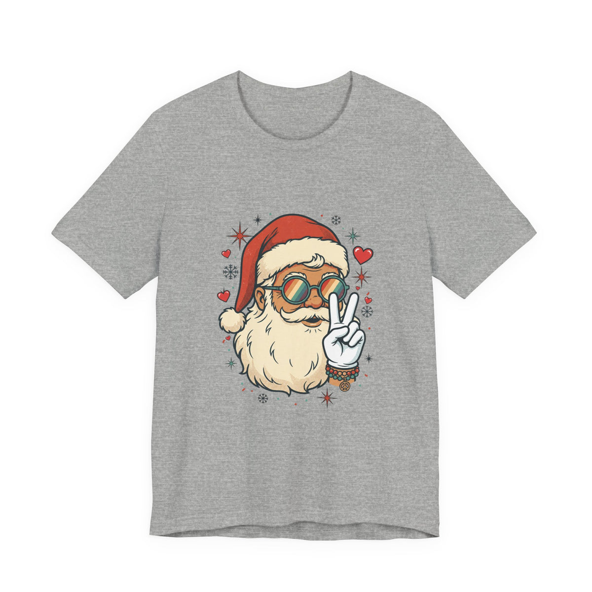 Peace Love Santa T-Shirt, Christmas Retro Holiday Design