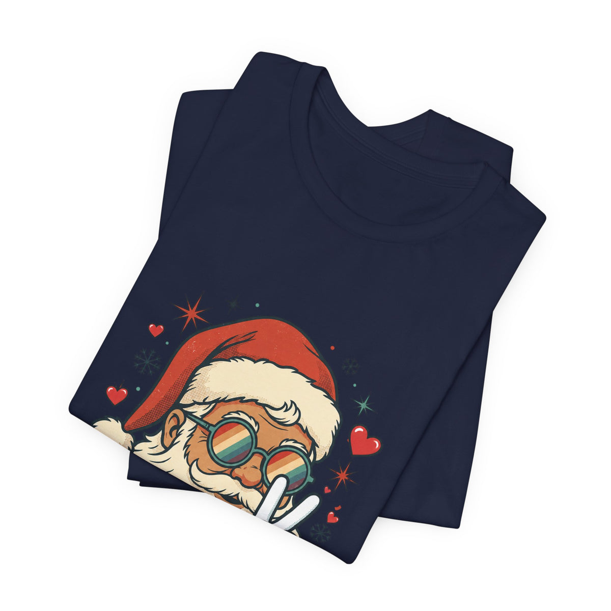 Peace Love Santa T-Shirt, Christmas Retro Holiday Design