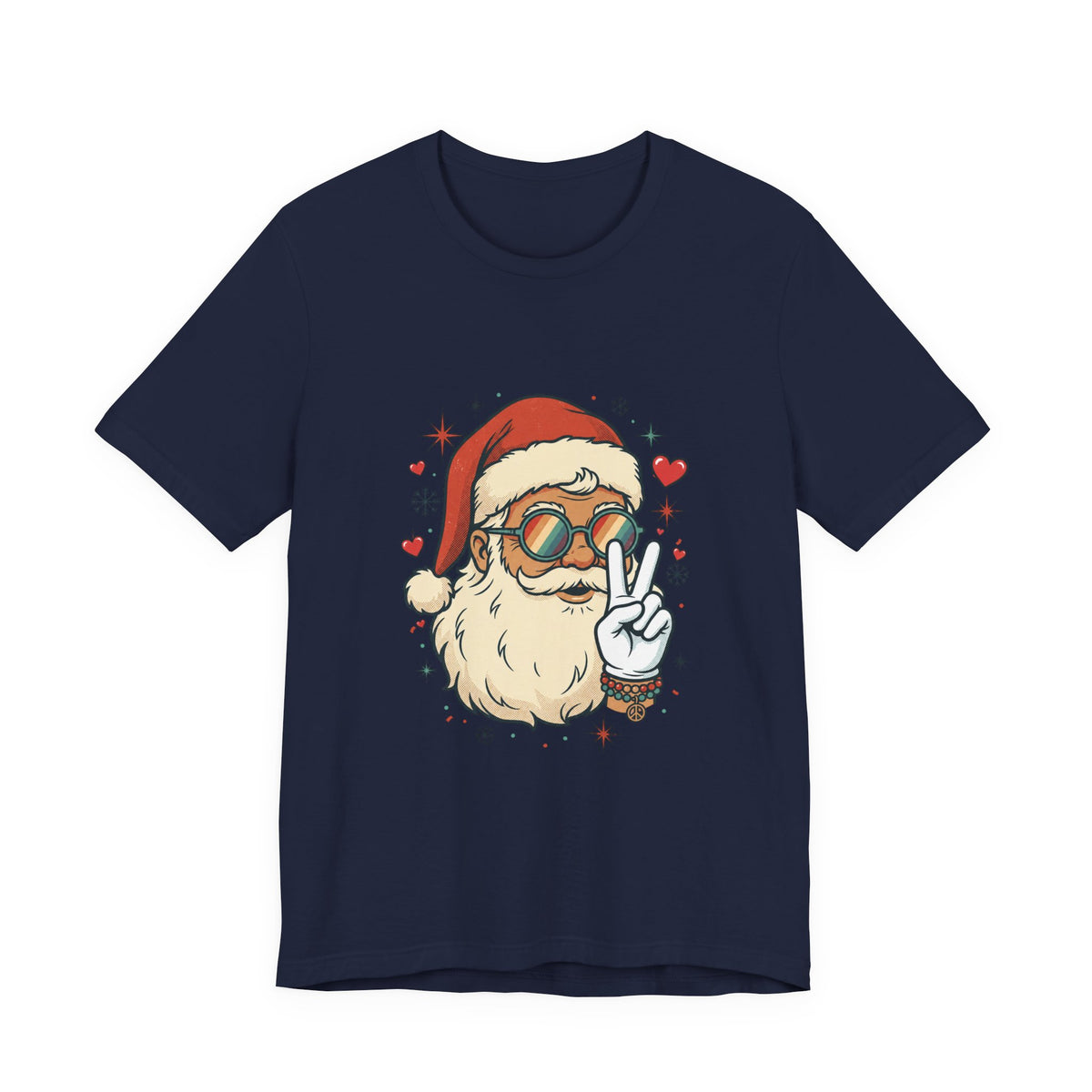 Peace Love Santa T-Shirt, Christmas Retro Holiday Design
