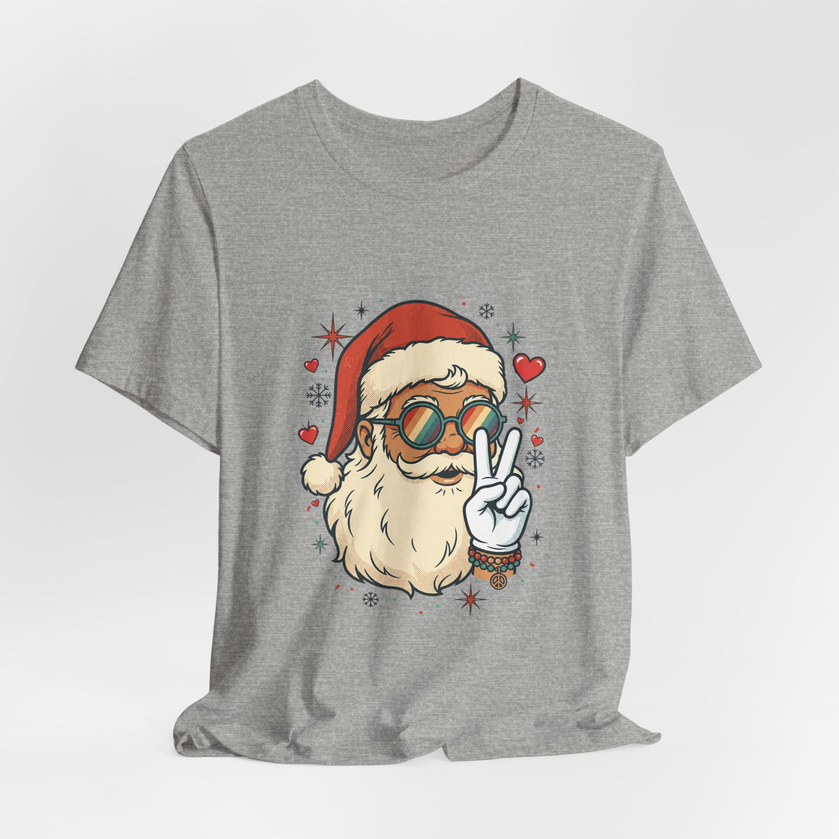 Peace Love Santa T-Shirt, Christmas Retro Holiday Design