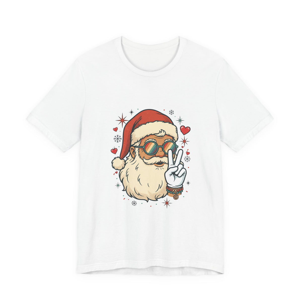 Peace Love Santa T-Shirt, Christmas Retro Holiday Design