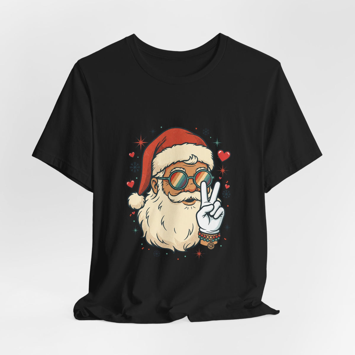Peace Love Santa T-Shirt, Christmas Retro Holiday Design