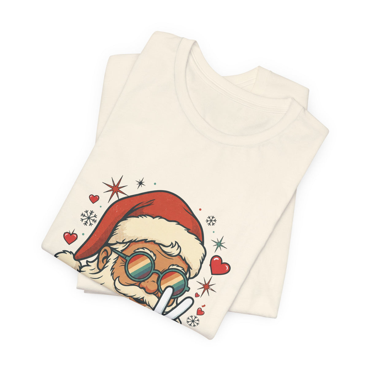 Peace Love Santa T-Shirt, Christmas Retro Holiday Design