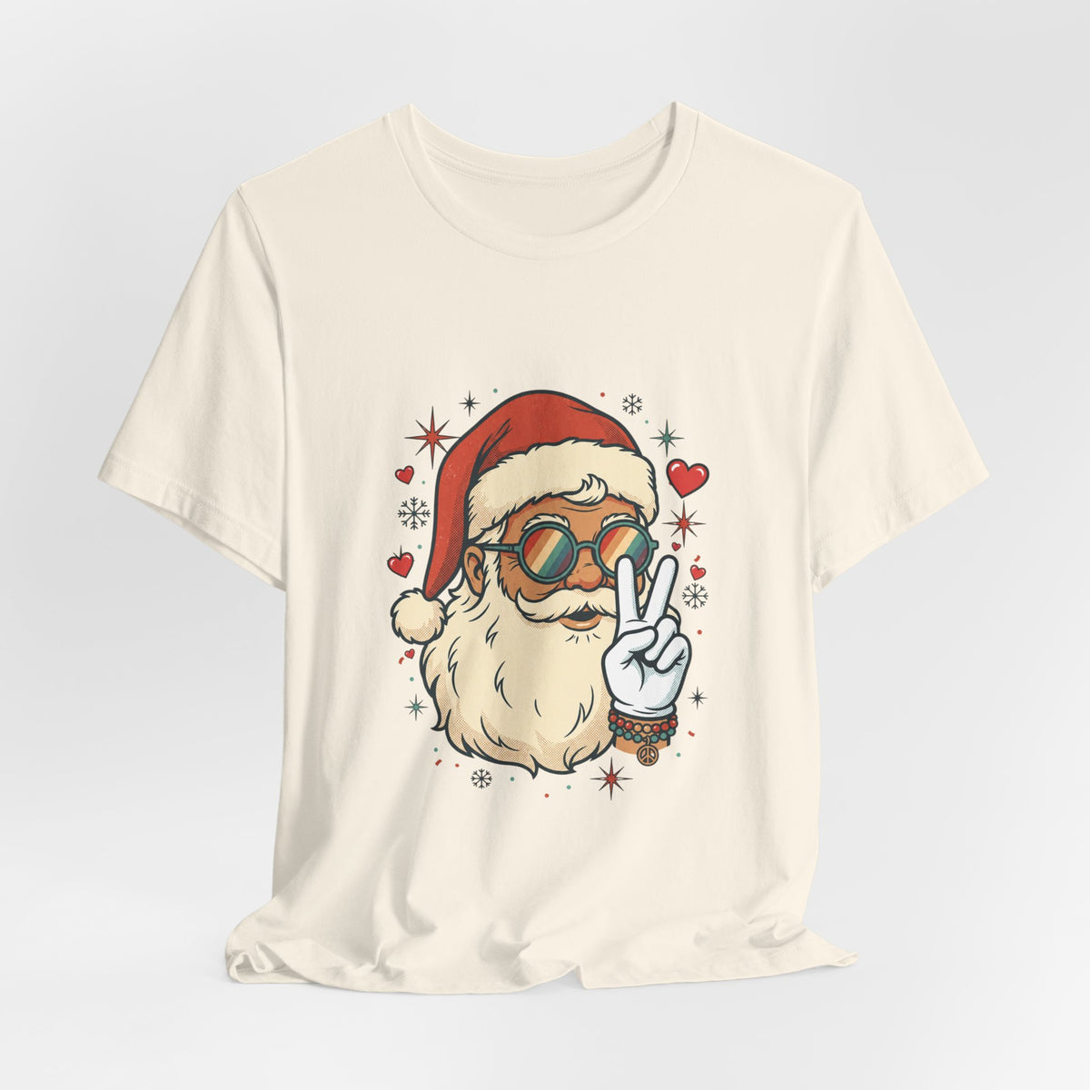 Peace Love Santa T-Shirt, Christmas Retro Holiday Design