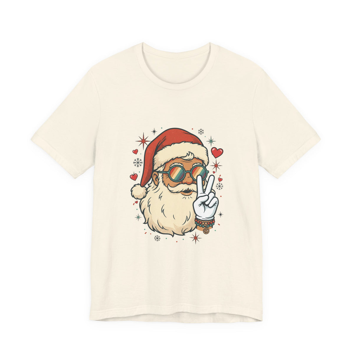 Peace Love Santa T-Shirt, Christmas Retro Holiday Design