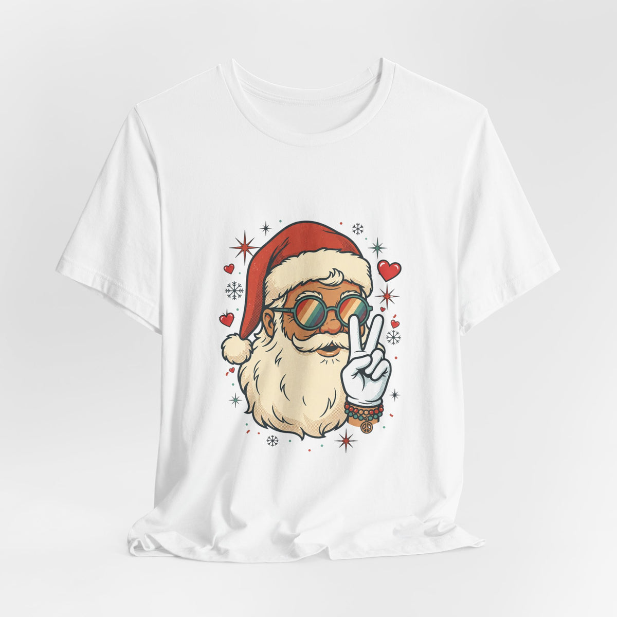 Peace Love Santa T-Shirt, Christmas Retro Holiday Design