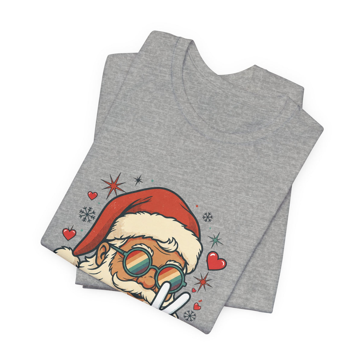 Peace Love Santa T-Shirt, Christmas Retro Holiday Design